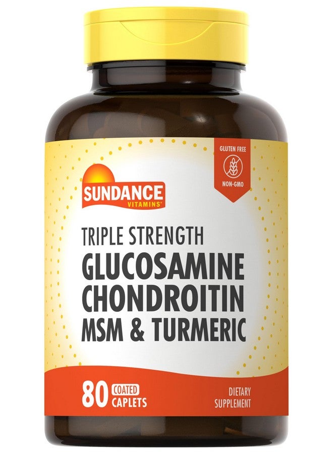 Sundance Glucosamine Chondroitin with MSM and Turmeric | 80 Caplets | Triple Strength Formula | Non-GMO and Gluten Free Supplement - Image 1