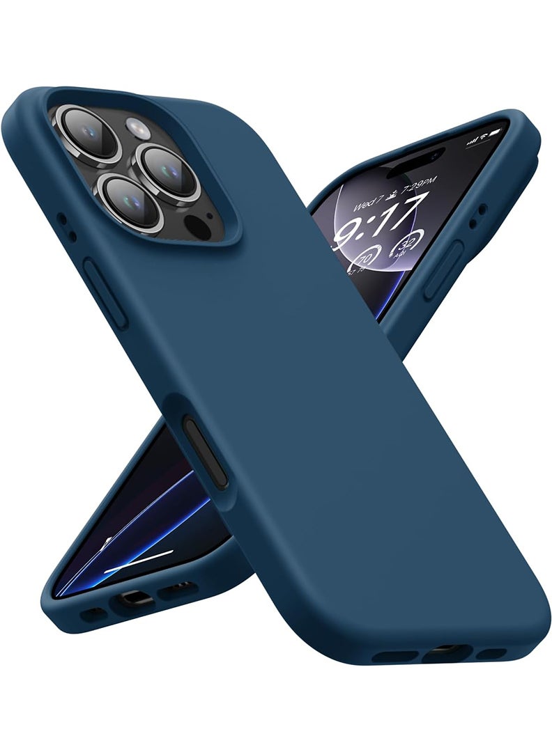 Theodor غطاء حماية رفيع مناسب لجهاز آيفون 16 برو ماكس من السيليكون السائل مع حماية كاملة للجسم ضد الخدوش والصدمات باللون الأزرق - Image 1