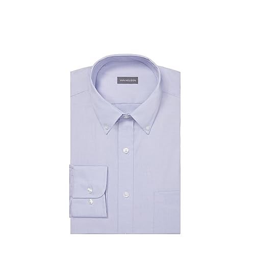Van Heusen Men's Pinpoint Regular Fit Solid Button Down Collar Dress Shirt, Blue, 16.5" Neck 32"-33" Sleeve - Image 3
