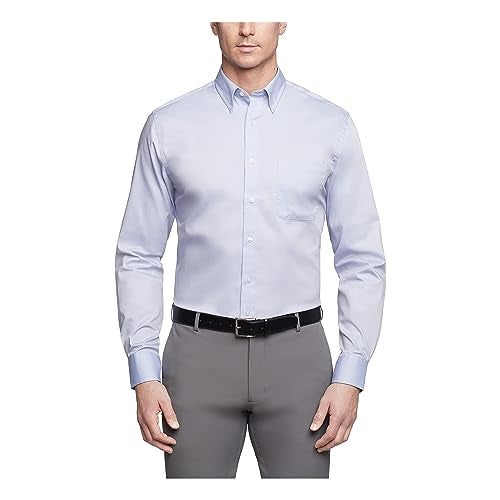 Van Heusen Men's Pinpoint Regular Fit Solid Button Down Collar Dress Shirt, Blue, 16.5" Neck 32"-33" Sleeve - Image 1