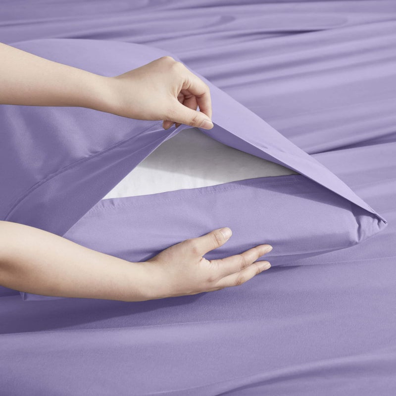 Nestl Extra Deep Queen Sheet Set - 6 Piece Breathable & Cooling Sheets - Hotel Luxury Bedding Set w/18-24 Inch Deep Pockets - Easy & Secure Fit - Super Soft, Wrinkle Free & Comfy - Lavender - Image 5