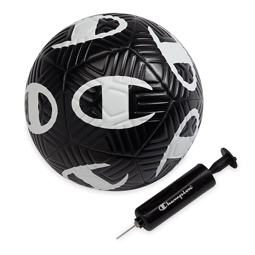 Champion Playmaker Soccer Ball Size 5 BlackWhite 12Panel Design Enhanced Control Durable TPU Cover Butyl Bladder for Indoor Outdoor Training Includes 6 Pump - Image 1