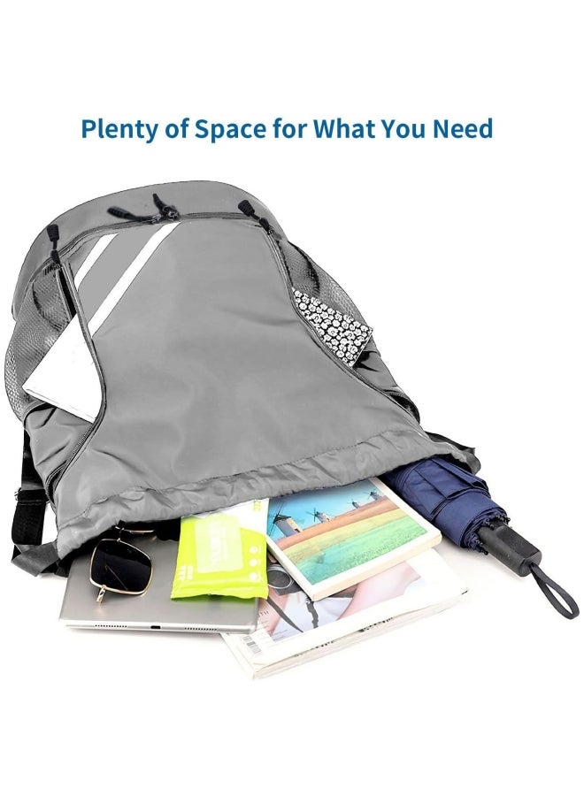 حقيبة شبكية جانبية للجنسين، حقائب رياضية، حقيبة ظهر برباط للياقة البدنية للرجال/النساء مع حجرة مستقلة للأحذية، حقيبة يوجا، حقيبة رياضية، حقيبة رحلات للأولاد/البنات/الطلاب - Image 5