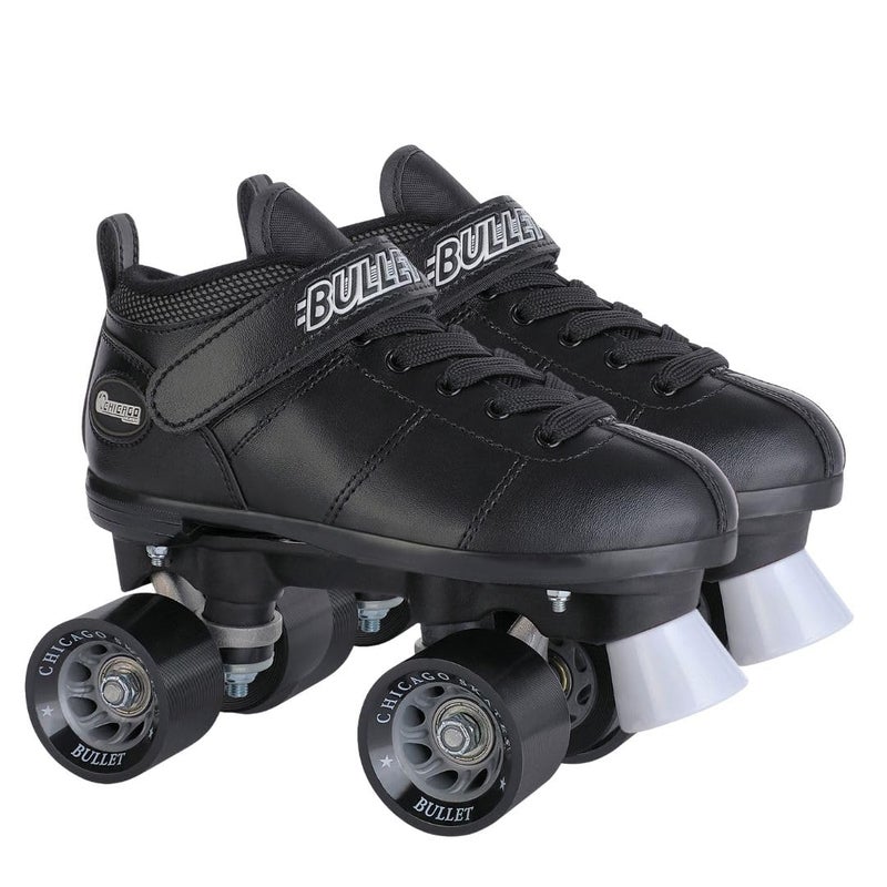 Chicago Skates Bullet Speed Quad Roller Skates Durable Top Performance IndoorOutdoor Youth Skate Shoes for Kids Boys Girls Beginner 62mm Urethane Wheels LowCut Ankle Boots for Agility 712