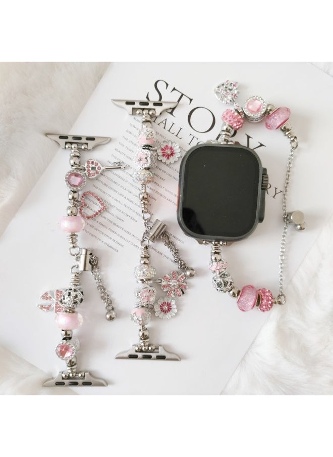 Generic For Applewatch Watch Band DIY Bracelet For Apple Watch Iwatch9/8/7 Generation Jewelry Metal Bracelet-Color:38/40/41mm Love Key  - Image 2