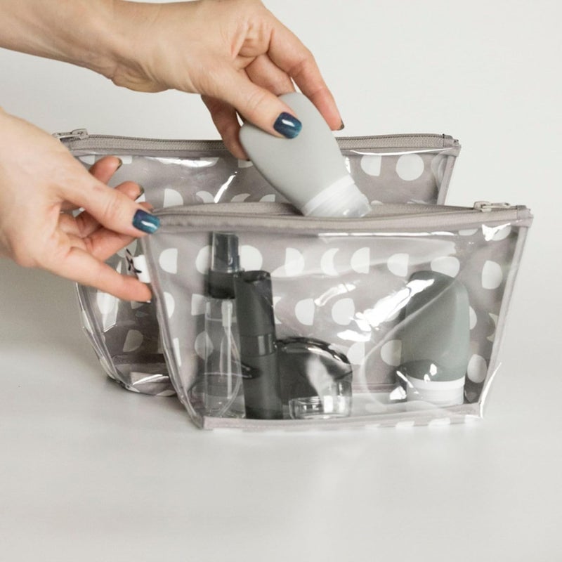 Tiny Twinkle Diaper Bag Organizing Pouches | 2 Pack Mess-Proof Travel Organizer Bags with Structured Bottom & Clear Front | TSA Approved Toiletry Bag Set for Baby and Mom Essentials (Luna) - Image 5