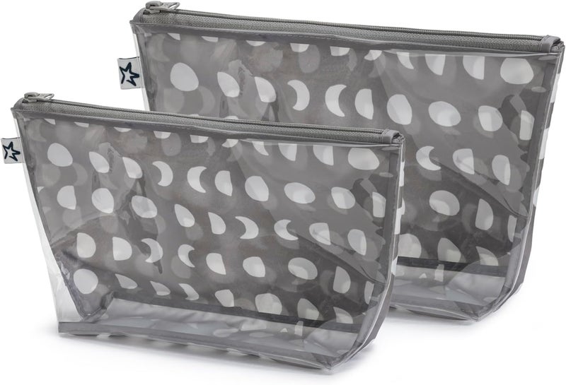 Tiny Twinkle Diaper Bag Organizing Pouches | 2 Pack Mess-Proof Travel Organizer Bags with Structured Bottom & Clear Front | TSA Approved Toiletry Bag Set for Baby and Mom Essentials (Luna) - Image 2