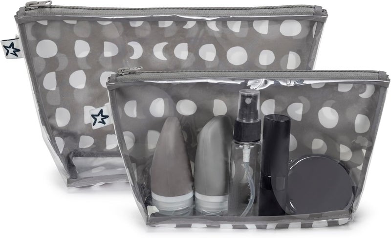 Tiny Twinkle Diaper Bag Organizing Pouches | 2 Pack Mess-Proof Travel Organizer Bags with Structured Bottom & Clear Front | TSA Approved Toiletry Bag Set for Baby and Mom Essentials (Luna) - Image 1