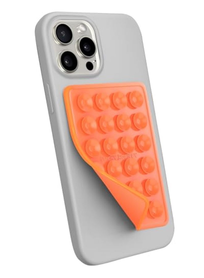 StickyGrippy Suction Phone Case Mount, Silicone Adhesive Phone Accessory for iPhone and Android, Hands-Free Fidget Toy Mirror Shower Phone Holder, TikTok Videos and Selfies (Orange) - Image 3