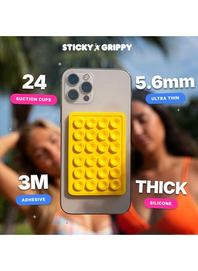 StickyGrippy Suction Phone Case Mount, Silicone Adhesive Phone Accessory for iPhone and Android, Hands-Free Fidget Toy Mirror Shower Phone Holder, TikTok Videos and Selfies (Orange) - Image 4