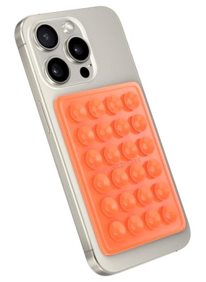 StickyGrippy Suction Phone Case Mount, Silicone Adhesive Phone Accessory for iPhone and Android, Hands-Free Fidget Toy Mirror Shower Phone Holder, TikTok Videos and Selfies (Orange) - Image 1