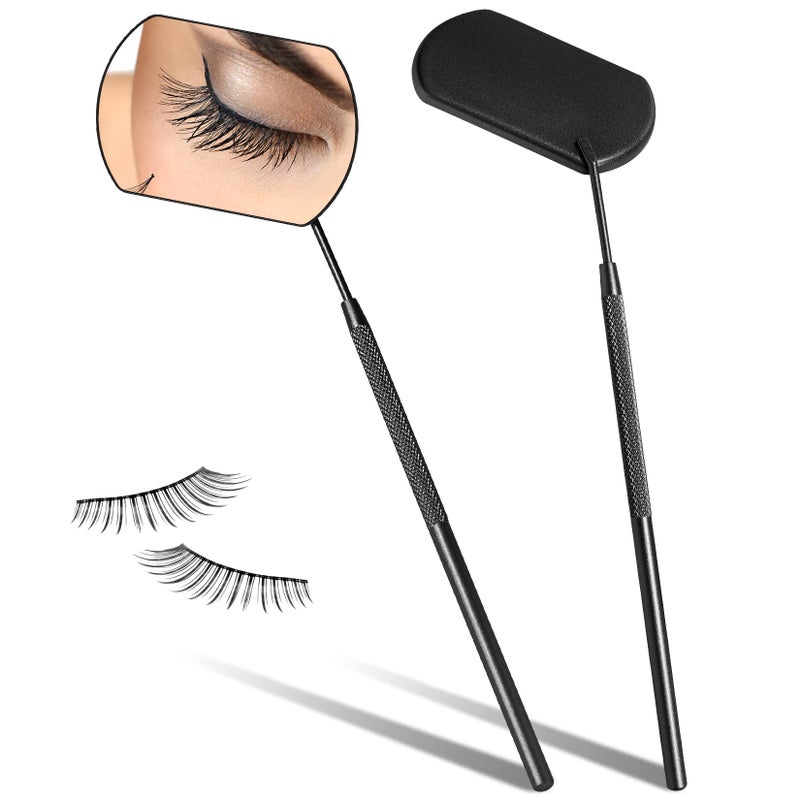 Buqikma Buqikma Large Lash Mirror for Eyelash Extension Detachable Stainless Steel Eyelash Makeup Mirror 45°Angle Design Hand Mirror Eyelash Extensions Accessories for Lash Supplies-Black  - Image 1