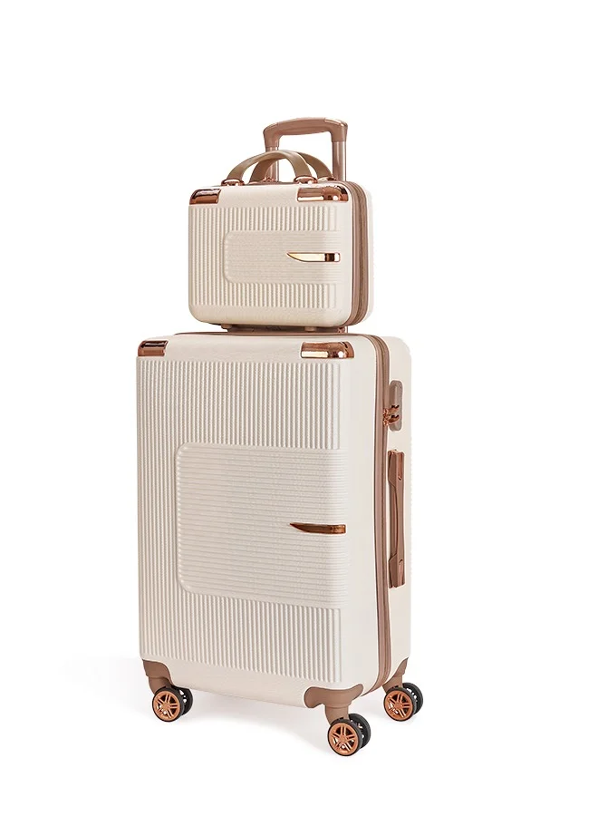 LIMRA Luggage set 5 pieces travel Bags with a distinctive design from limra Beige/gold
