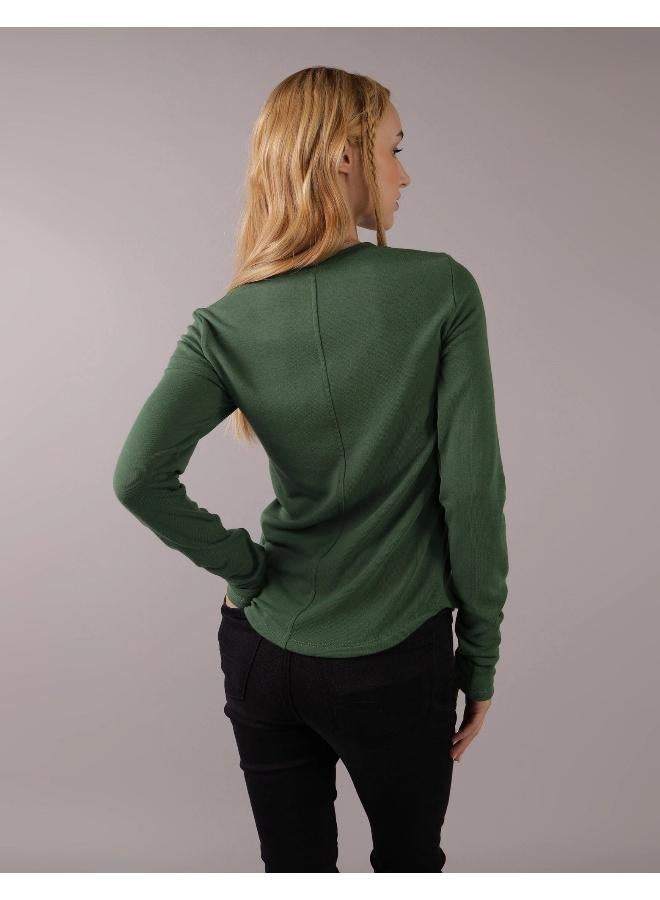American Eagle AE Long-Sleeve Long & Lean Logo Graphic Thermal T-Shirt - Image 4