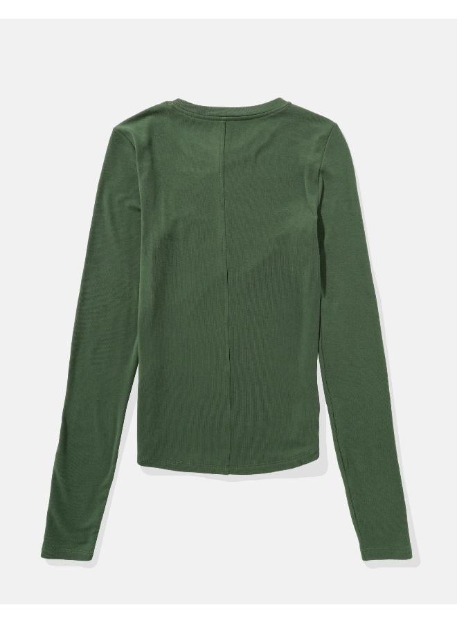 American Eagle AE Long-Sleeve Long & Lean Logo Graphic Thermal T-Shirt - Image 2