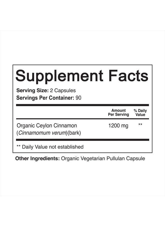 NutriFlair Organic Ceylon Cinnamon, 1200mg - 180 Vegetarian Capsules - Image 5