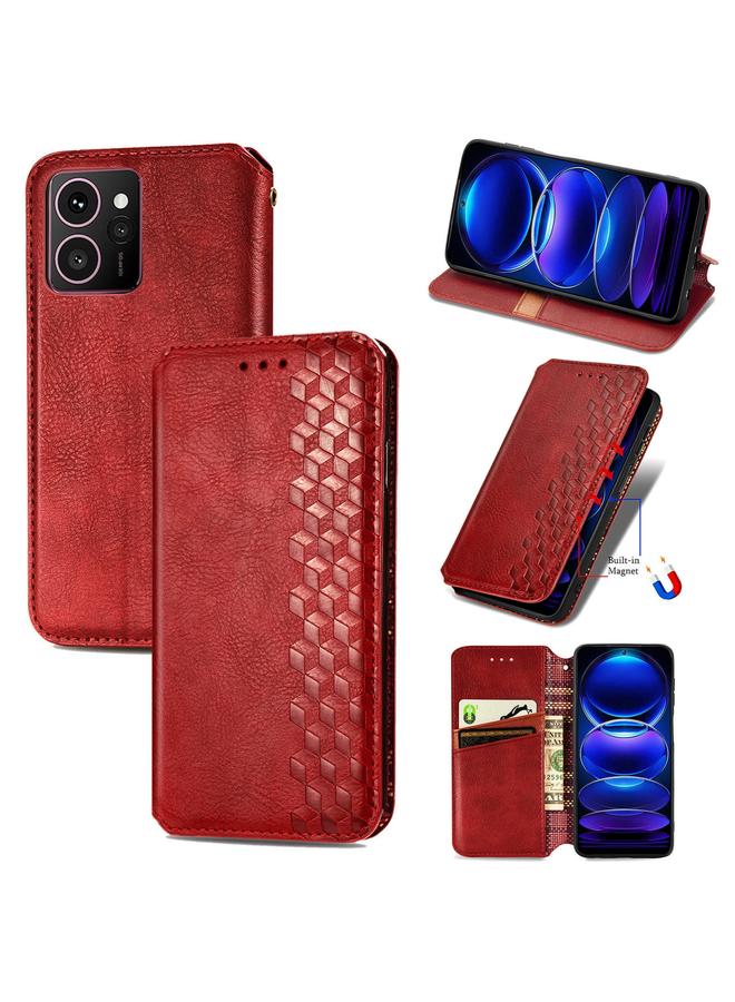 erorex Case For HMD Skyline Cubic Grid Pressed Magnetic Leather Phone Case - Image 1