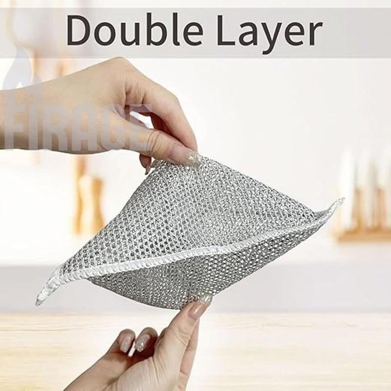 FIRAGE MultiPurpose Reusable Wire Double Layer Dishcloths Pack of 12 with Soap Dispenser and Sponge for Kitchen - Image 4