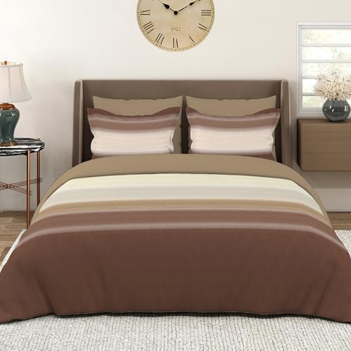 Layers Duracount Bedsheet Set for All Seasons - Lightweight, Moisture Absorbent, Machine Washable & Easy to Care - Gift for Housewarming & More - 225 CVC - King Size (Brown) - Image 1