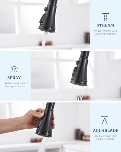 PerPaiMe Kitchen Faucet Replacement Spray Head - with 15 Adapters, Pull Down Faucet Sprayer with 3-Function Nozzle, Oil-Rubbed Bronze, Kitchen Sink Faucet Head Replacement - Image 3