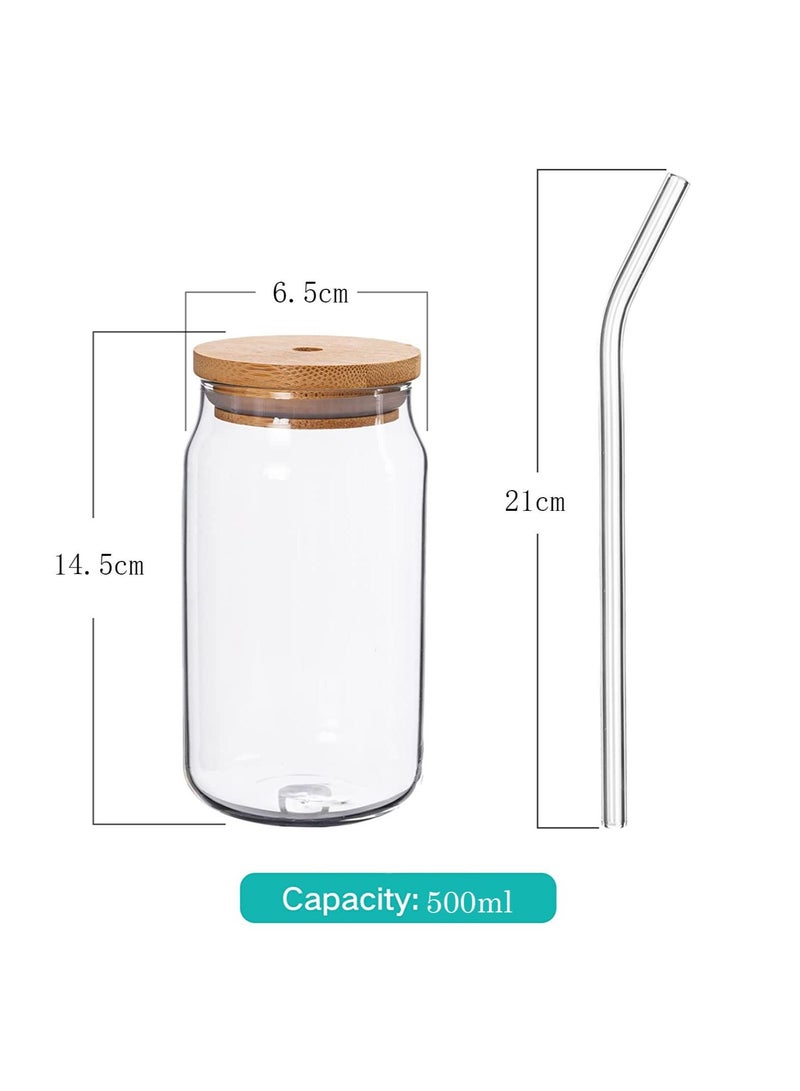 Y&D Glass Cans with Bamboo Cover, Can Shaped Cups Transparent Water Cup Juice Drink Drinking Straw for and Mixed Any Occasion ( 500 Ml )  - Image 4