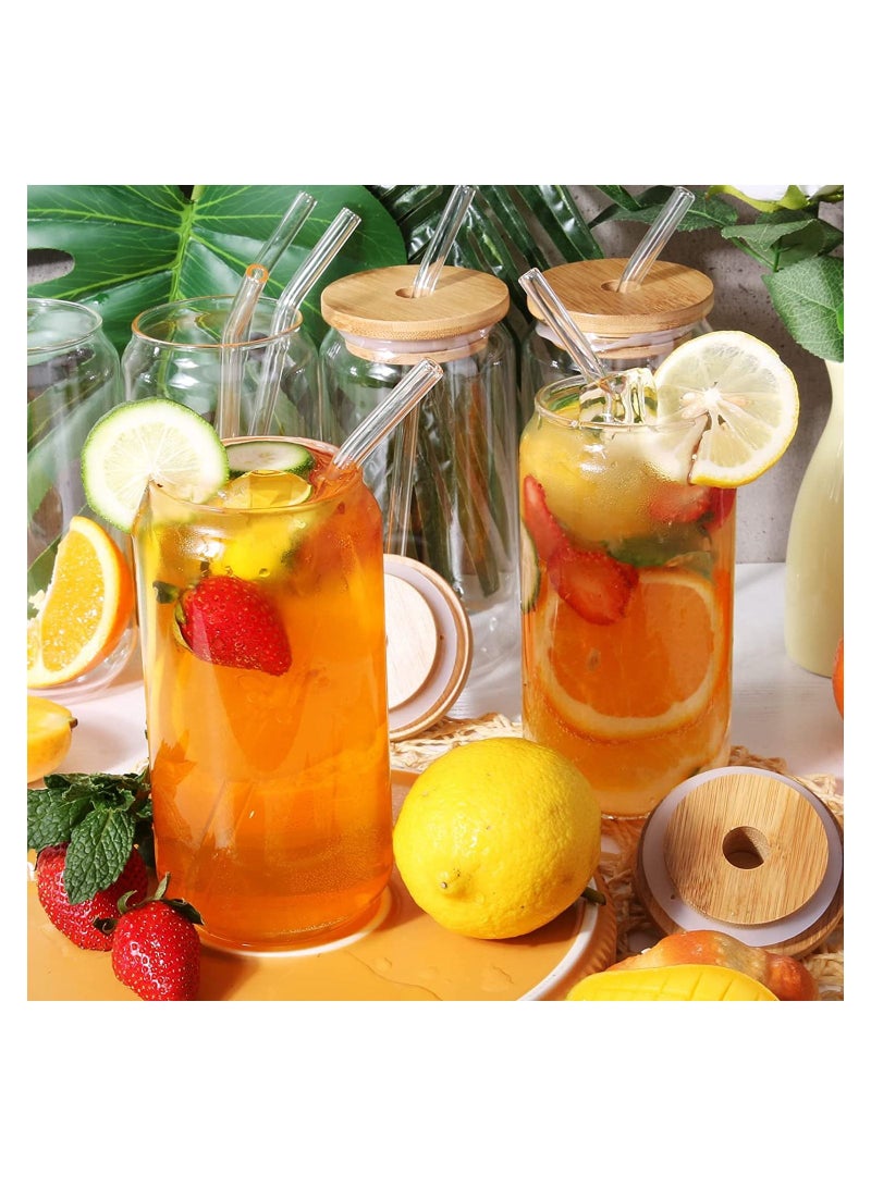 Y&D Glass Cans with Bamboo Cover, Can Shaped Cups Transparent Water Cup Juice Drink Drinking Straw for and Mixed Any Occasion ( 500 Ml )  - Image 2