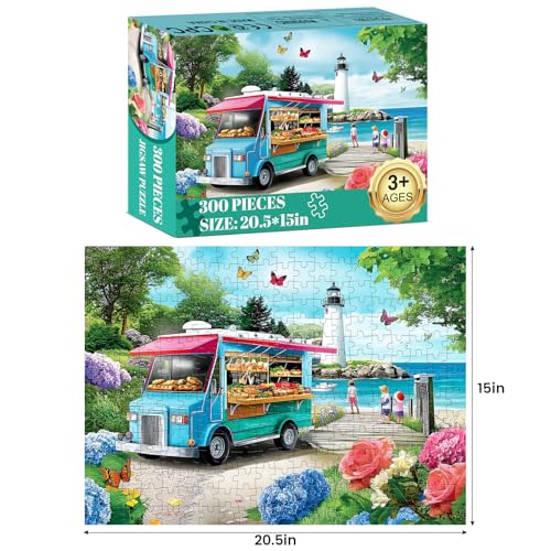 WSCXSC 300 Piece Puzzles for Adults Beach Jigsaw Puzzles for Kids Ages 810 1012 300 Pieces Adult Puzzle Pieces Family Challenging Puzzle Game Home Decor Gift Toy 205x15IN - Image 5