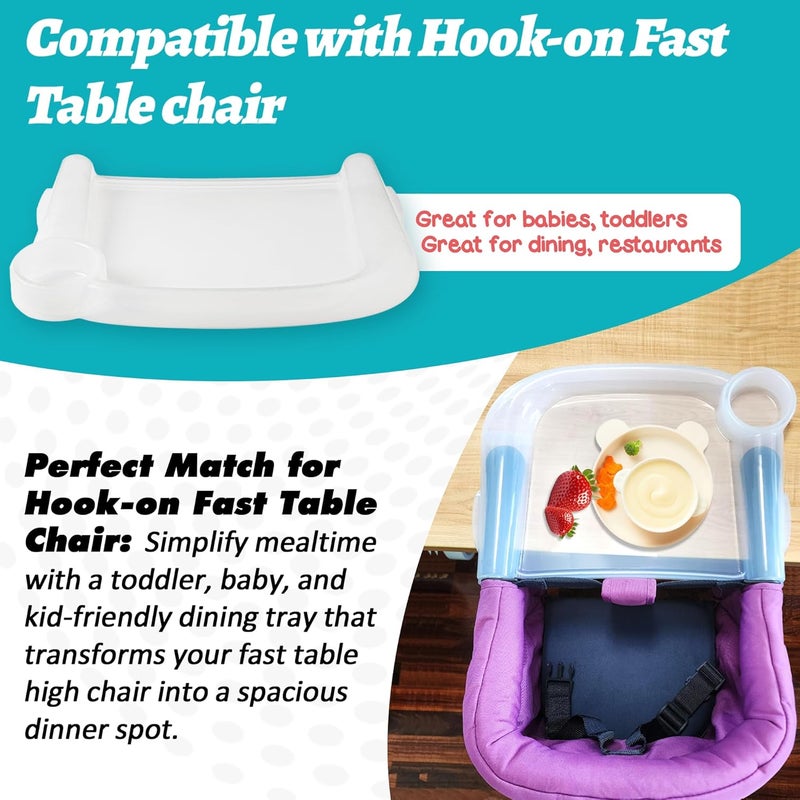 LuQiBabe Baby Dining Tray Compatible with inglesina Fast Table Chair Portable Baby Feeding Tray for ClipOn Hookon Table Chair Ideal for Toddler Perfect for Meal Restaurant  Clear Plastic - Image 3