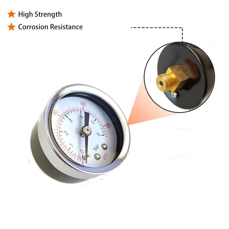 0-6 Bar Pressure Gauge Back Mount High Precision Air Water Pressure Tester Electroplated Iron Shell 40mm Dial For Compressor Pump System - Image 5