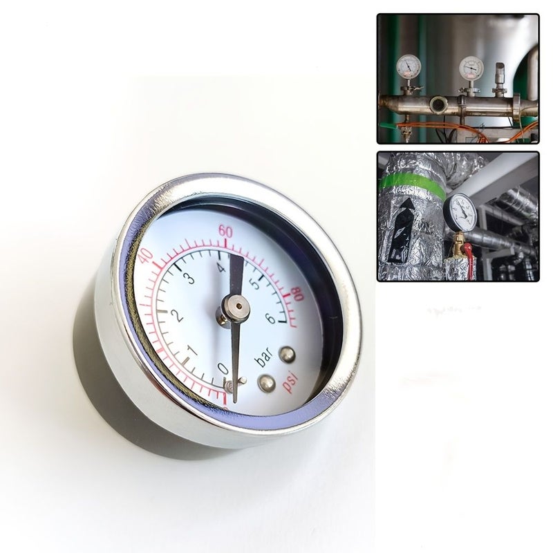 0-6 Bar Pressure Gauge Back Mount High Precision Air Water Pressure Tester Electroplated Iron Shell 40mm Dial For Compressor Pump System - Image 2