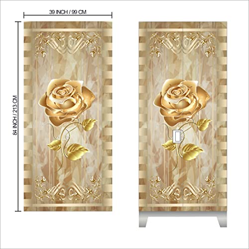 WallDaddy Self Adhesive Almirah Stickers, Wall Stickers, Decorative Sticker Wallpaper for Home Wardrobe Doors (Metallic Rose Almirah) PVC Vinyl Size Large (39 x 84 Inch) - Image 2