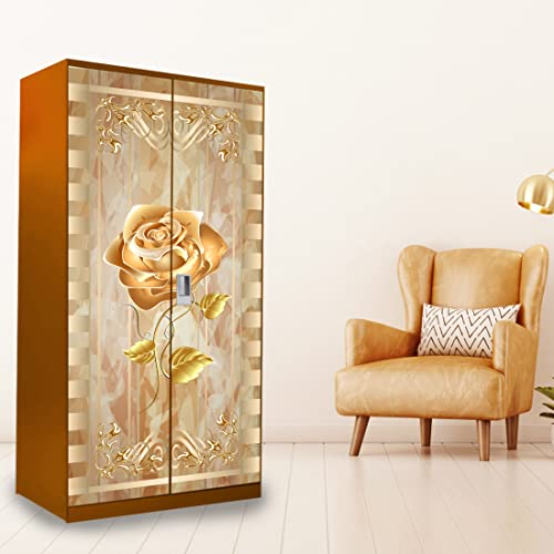 WallDaddy Self Adhesive Almirah Stickers, Wall Stickers, Decorative Sticker Wallpaper for Home Wardrobe Doors (Metallic Rose Almirah) PVC Vinyl Size Large (39 x 84 Inch) - Image 4