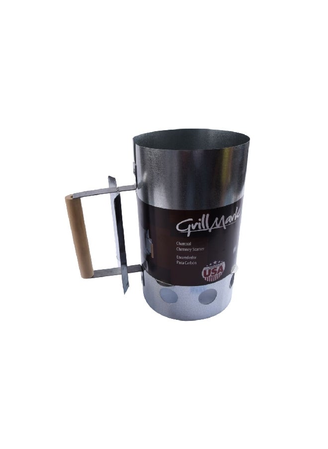 Grill Mark Sturdy Charcoal Chimney Starter Chrome 10.5 x 6.5 Inch 39470/BBQ-467637  - Image 1