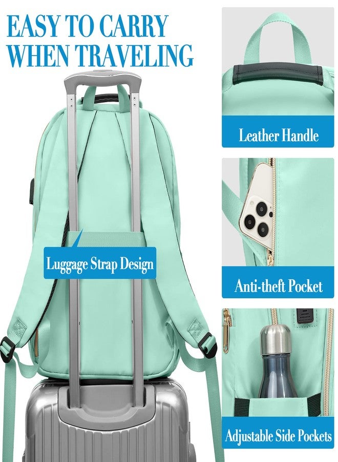 Kuosdaz Travel Laptop Backpack for Women, 15.6 Inch Quilted Work Backpack Purse with USB Charging Port, Large Anti-theft TeacherBook Bags, Casual Daypacks, Teal - Image 5