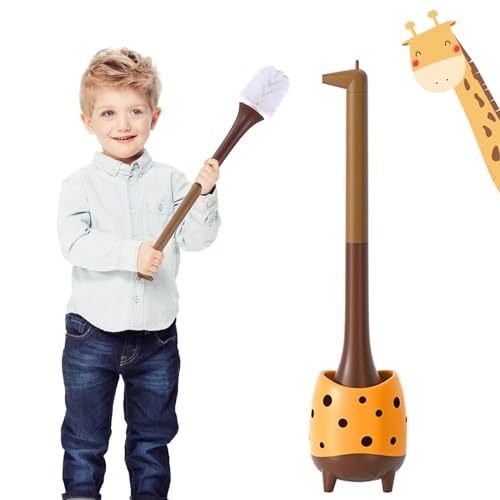 XXFLOWER Toilet Brush Giraffe Shape,Cute Shape Look, PP Bristles Round Brush, Compact Size Toilet Brushes Floor Standing, 1-Pack - Image 1