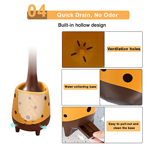 XXFLOWER Toilet Brush Giraffe Shape,Cute Shape Look, PP Bristles Round Brush, Compact Size Toilet Brushes Floor Standing, 1-Pack - Image 5