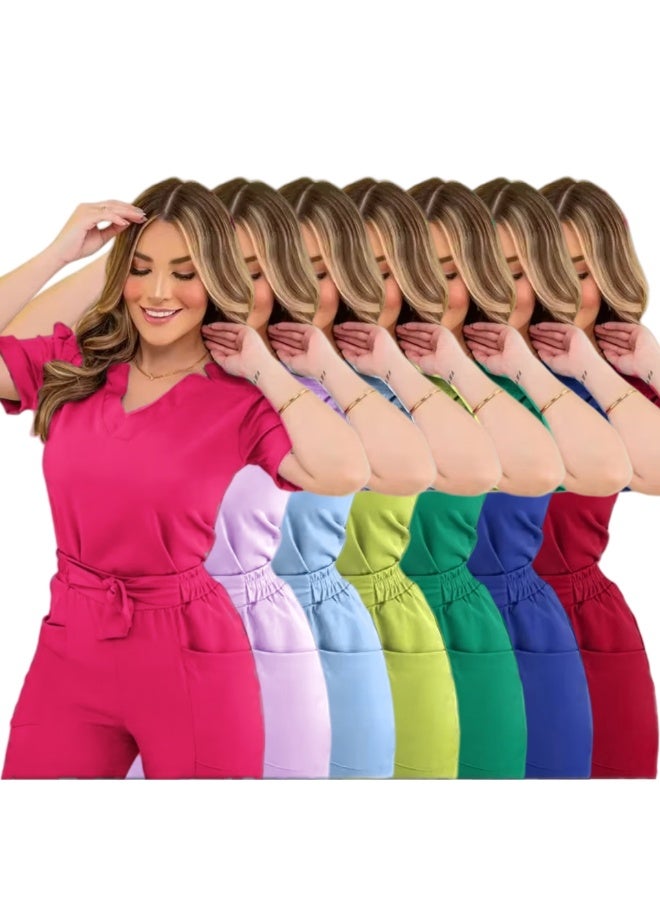 Loquat Womens Medical Scrubs Set Medical Uniform Set Light Purple - Image 3