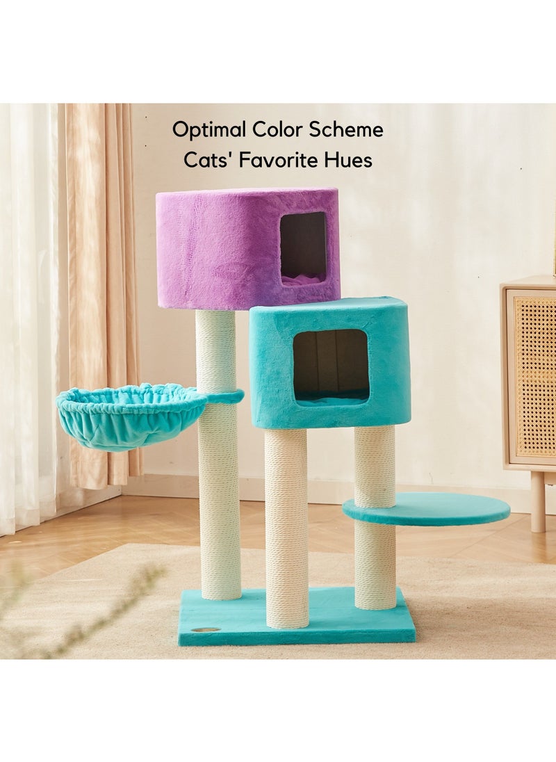 SOPAPETS - SOPAPETS High-End Large Cat Tree Tower, Scratching Posts, Cat Condo, Removable Soft Cushion, Hammock, Super Stable (60*60*115cm) - Image 1