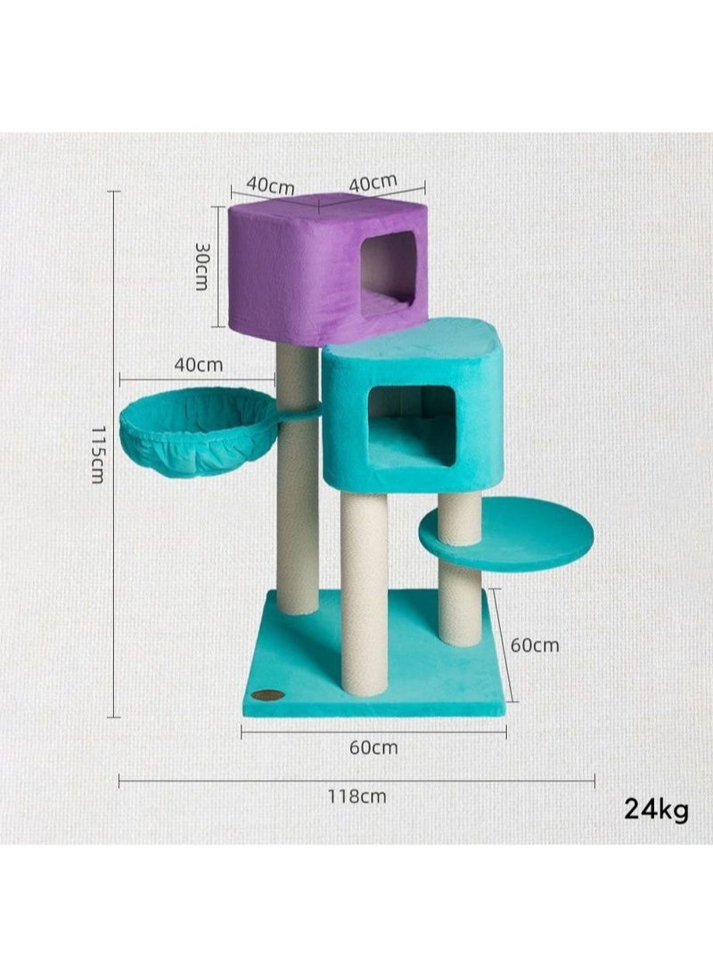 SOPAPETS - SOPAPETS High-End Large Cat Tree Tower, Scratching Posts, Cat Condo, Removable Soft Cushion, Hammock, Super Stable (60*60*115cm) - Image 1