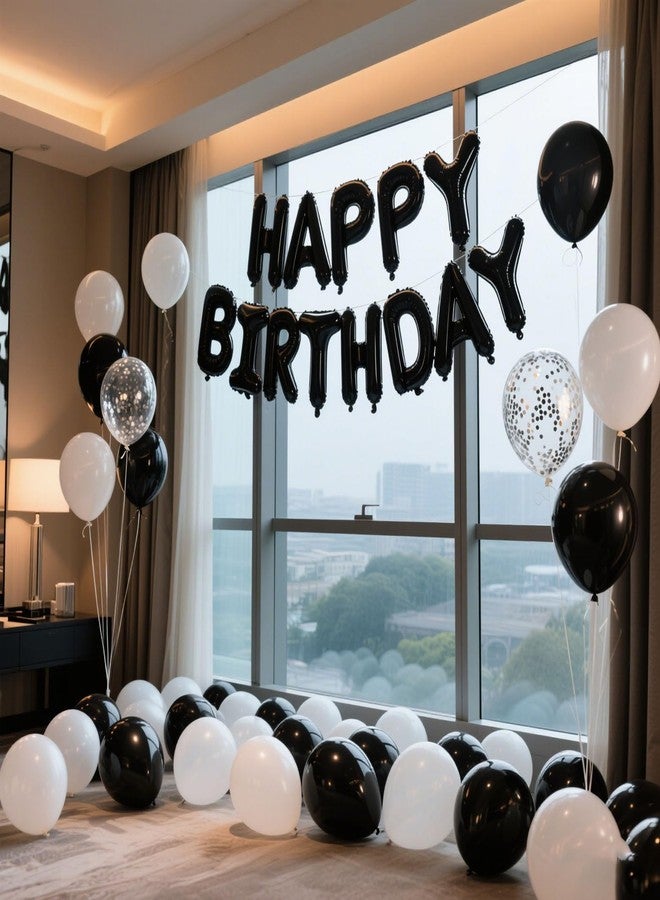 K.E.J. Black Happy Birthday Balloon Banner Set -16 Inch Foil Letters Balloons, Reusable Birthday Decorations and Party Supplies, Suitable for Men and Women's Birthday Decorations，Party Backdrop - Image 4