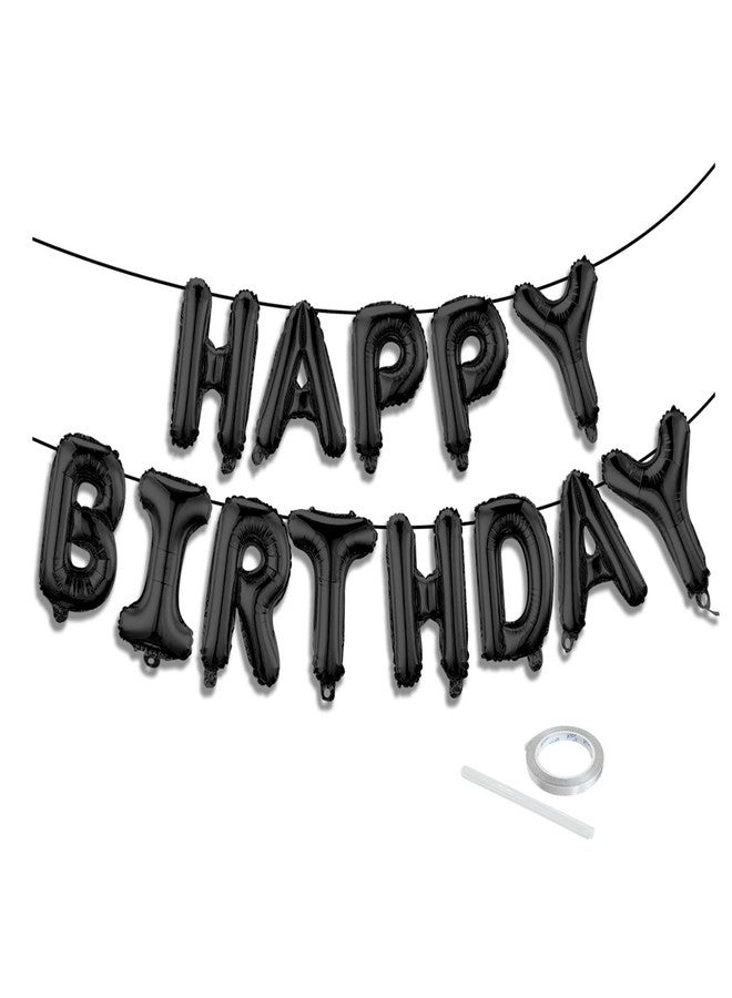 K.E.J. Black Happy Birthday Balloon Banner Set -16 Inch Foil Letters Balloons, Reusable Birthday Decorations and Party Supplies, Suitable for Men and Women's Birthday Decorations，Party Backdrop - Image 1