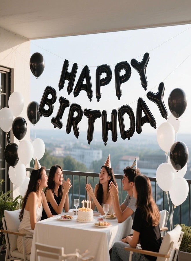 K.E.J. Black Happy Birthday Balloon Banner Set -16 Inch Foil Letters Balloons, Reusable Birthday Decorations and Party Supplies, Suitable for Men and Women's Birthday Decorations，Party Backdrop - Image 3
