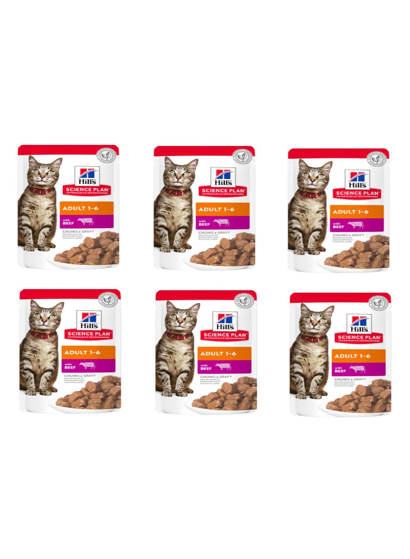 Hill's Science Plan Adult Wet Cat Food Beef Pouches (85g x 6 Pcs)