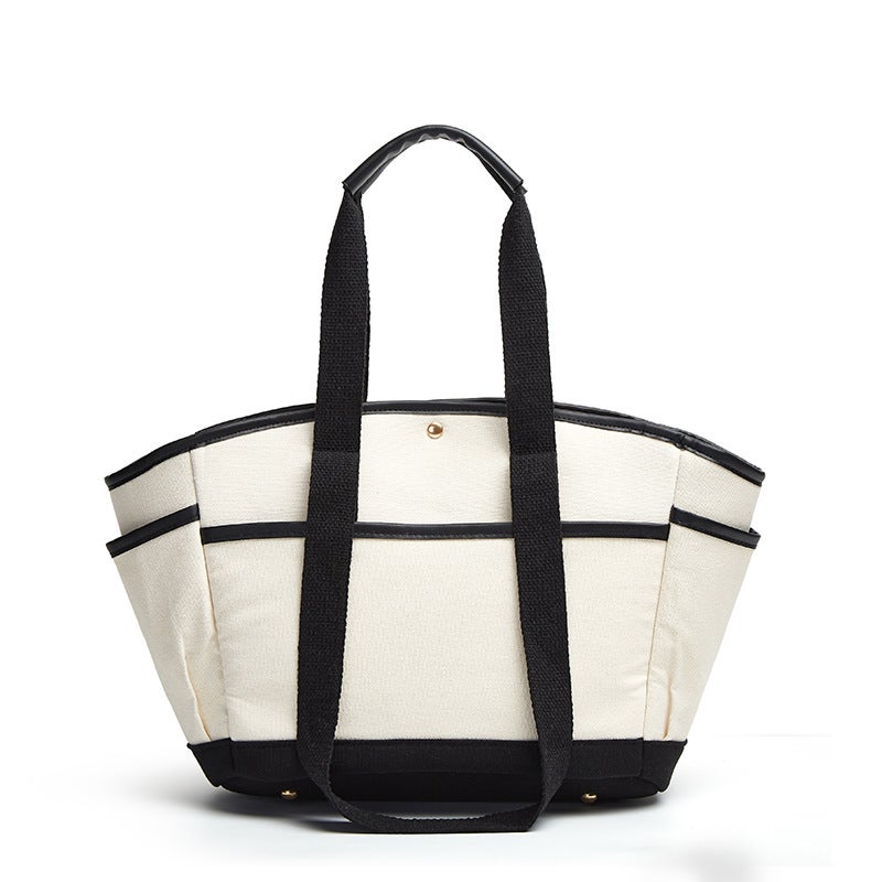 Korean Ins Mommy Bag Large Capacity Contrasting Color Versatile Crossbody Mother And Baby Bag Outing Satchel Lightweight Canvas Mommy Bag - Image 4