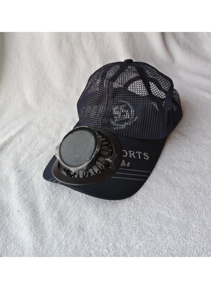 Trendoza Solar Powered Cooling Fan Cap | USB Rechargeable Breathable Baseball Hat with Built-in Fan for Outdoor Activities, Travel, Hiking | Dark Blue - Image 3