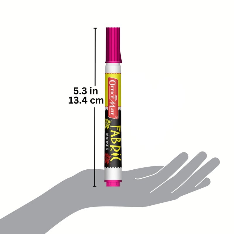 Office Mate Soni Officemate Fabric Marker | Wash-Resistant & Non-Toxic Ink | Ideal for T-Shirts, Tote Bags, Jeans & Canvas Art | 4.43 mm Bullet Tip | Pack of 8 (Multicolour) - Image 3