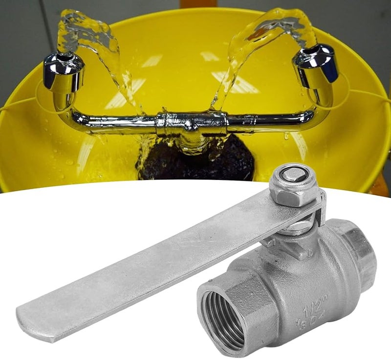 Silver Eye Wash Diverter Valve Pull Activation Faucet Splitter for Industrial Sites - Image 5