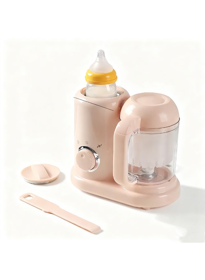 بواو BOAO 4 في 1 معالج طعام كهربائي للأطفال مع قاطع ومطحنة وبخار | خلاط طعام محمول للأطفال مع تنظيف ذاتي للأطفال (وردي) - Image 1