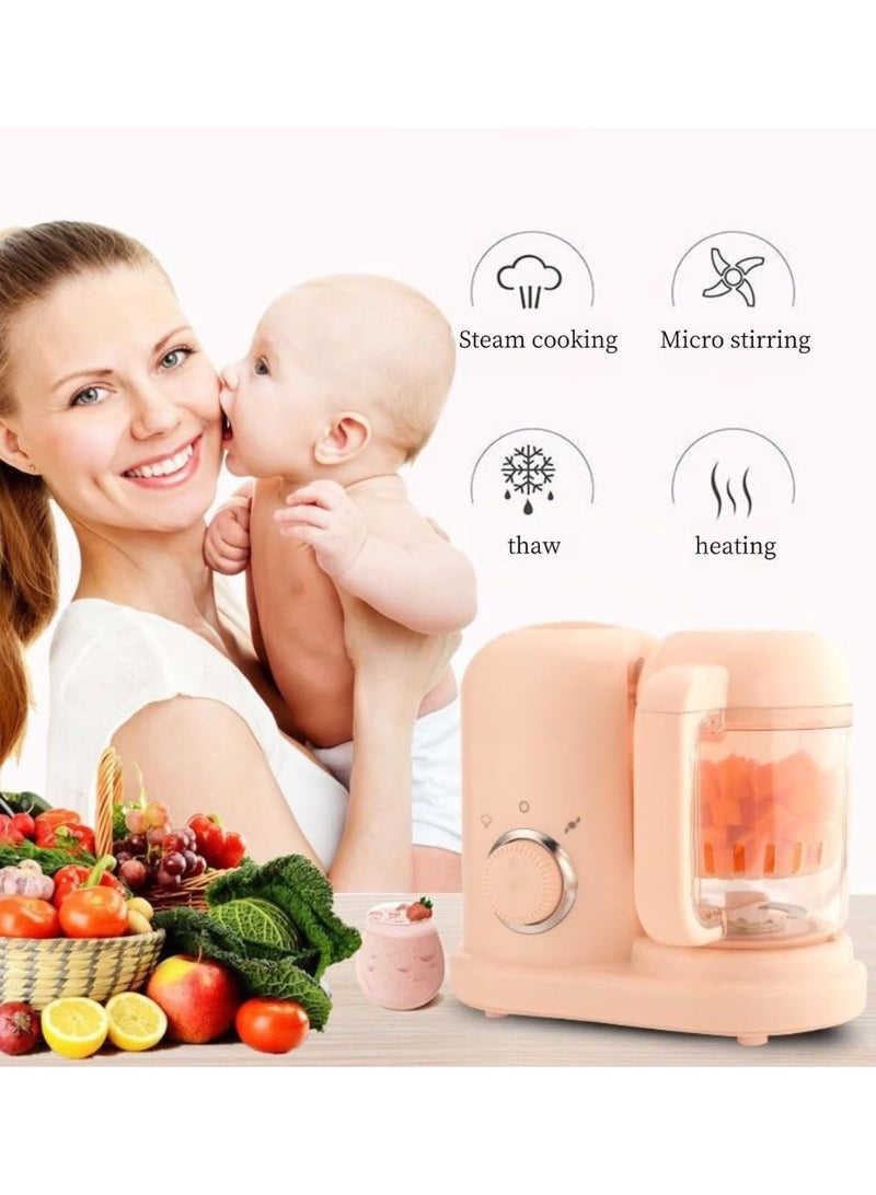بواو BOAO 4 في 1 معالج طعام كهربائي للأطفال مع قاطع ومطحنة وبخار | خلاط طعام محمول للأطفال مع تنظيف ذاتي للأطفال (وردي) - Image 5