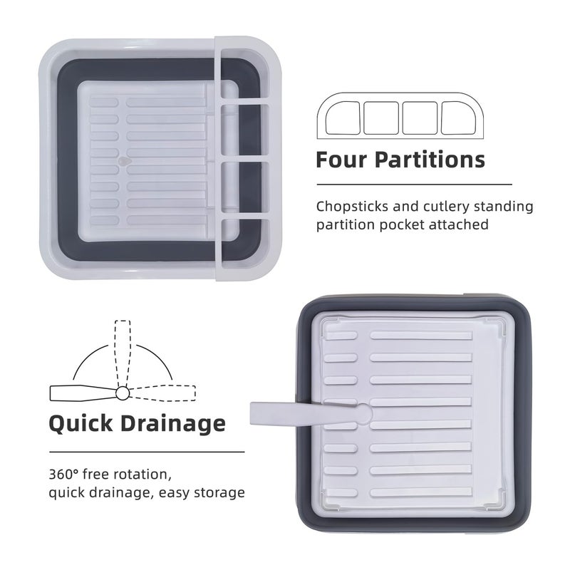THANSTAR Collapsible Dish Drying Rack for RV Campers Portable Dinnerware Drainer Organizer for Kitchen Travel Trailer - Image 3